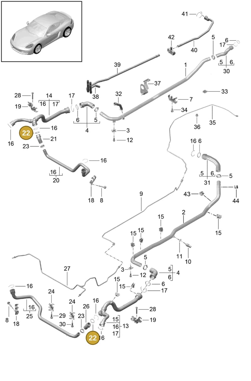 99110633101 — Porsche Cayman (2016-2019) diagram p50105010, position 22