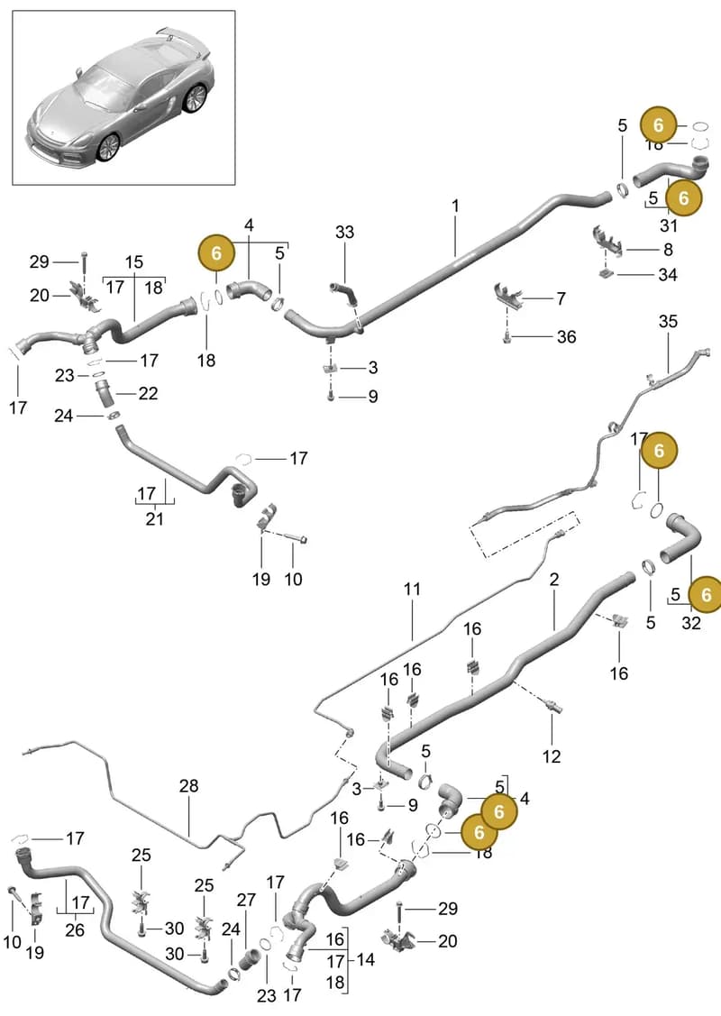 99110635503 — Porsche Cayman GT4 (2015-2016) diagram p45105010, position 6