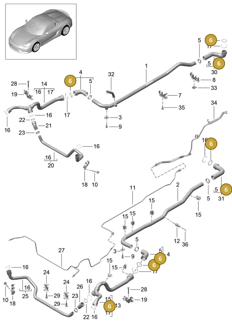 99110635503 — Porsche Boxster Spyder (2015-2016) diagram p46105010, position 6