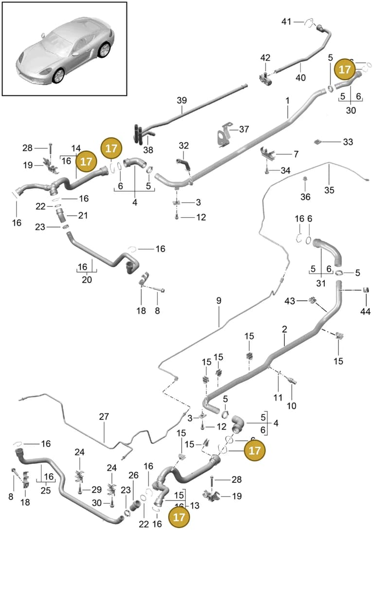 99110635503 — Porsche Cayman (2016-2019) diagram p50105010, position 17