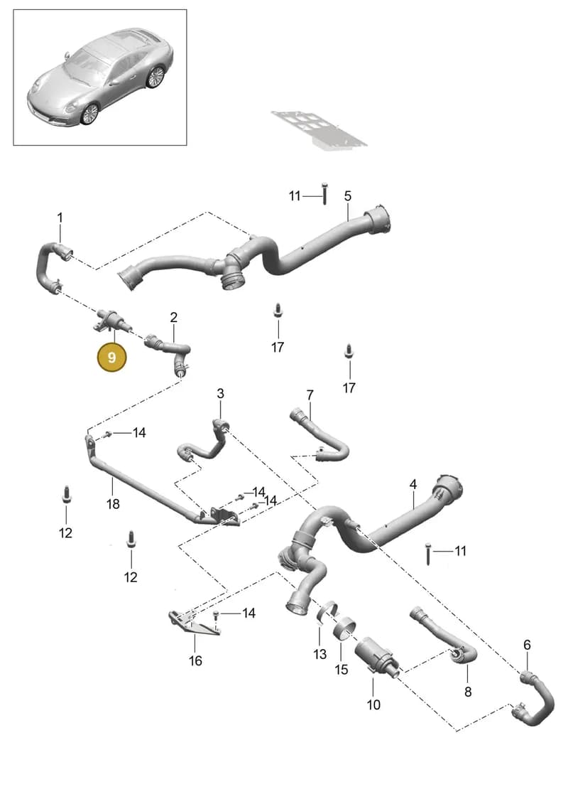 99110636001 — Porsche 911 (2013-2020) diagram p42305020, position 9