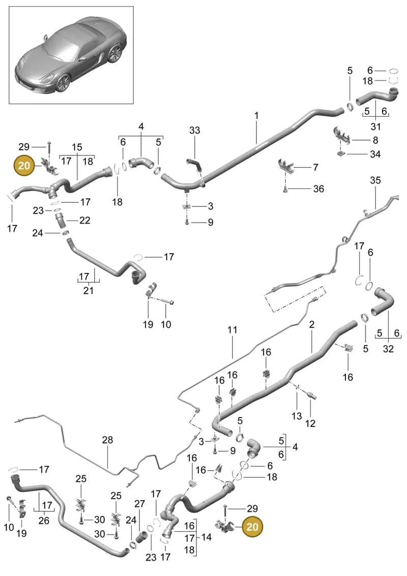 99110641303 — Porsche Boxster (2012-2016) diagram p39105010, position 20