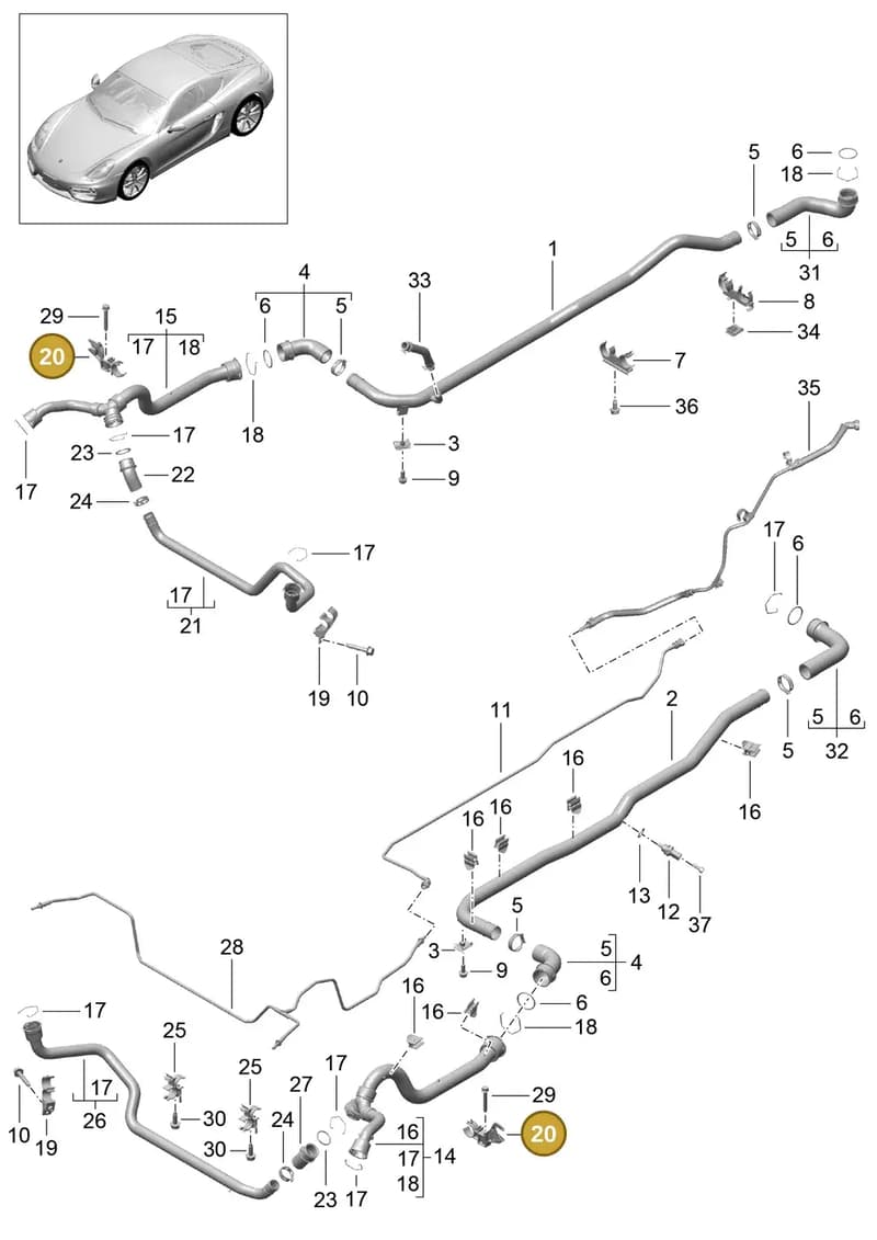99110641303 — Porsche Cayman (2013-2016) diagram p40105010, position 20