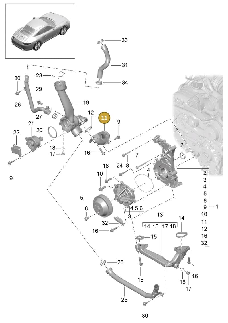 99110641502 — Porsche 991 Carrera 4 (2011-2016) diagram p38105000, position 11