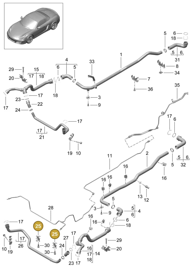 99110652702 — Porsche Boxster (2012-2016) diagram p39105010, position 25