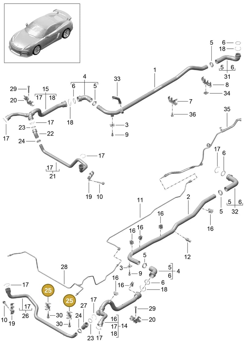 99110652702 — Porsche Cayman GT4 (2015-2016) diagram p45105010, position 25