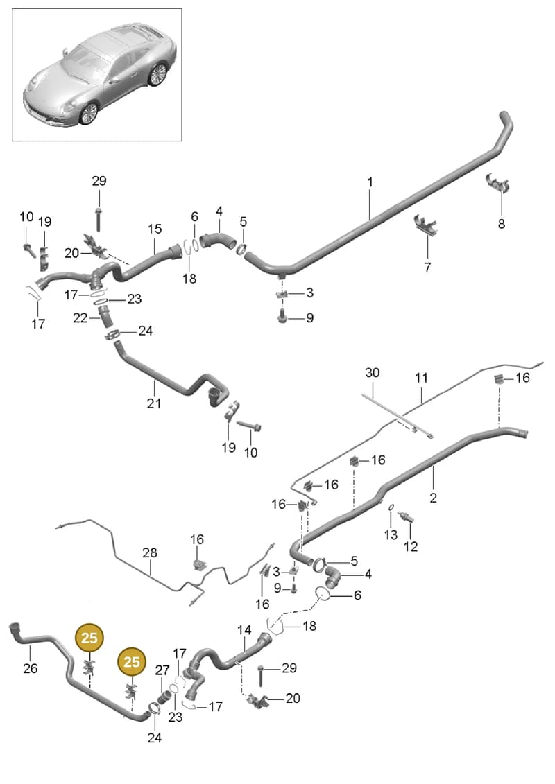 99110652702 — Porsche 911 (2016-2019) diagram p47105010, position 25
