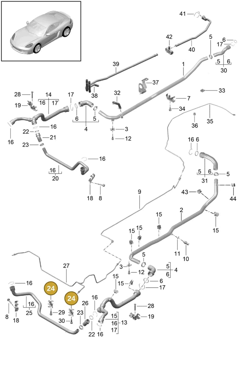 99110652702 — Porsche Cayman (2016-2019) diagram p50105010, position 24