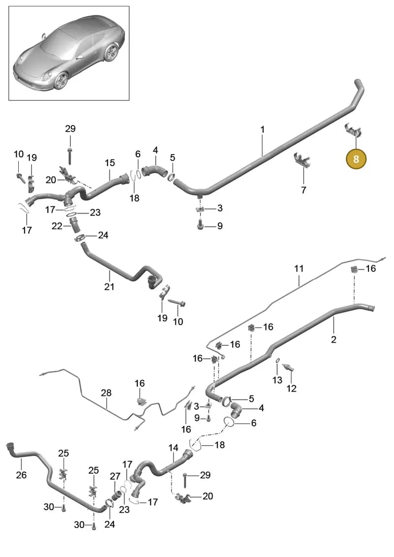 99110654101 — Porsche 991 Carrera 4 (2011-2016) diagram p38105010, position 8