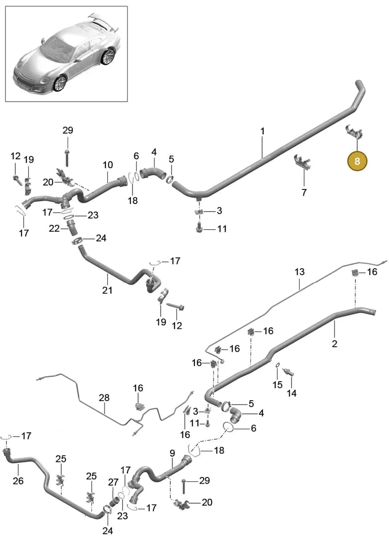 99110654101 — Porsche 911 (2013-2020) diagram p41105010, position 8