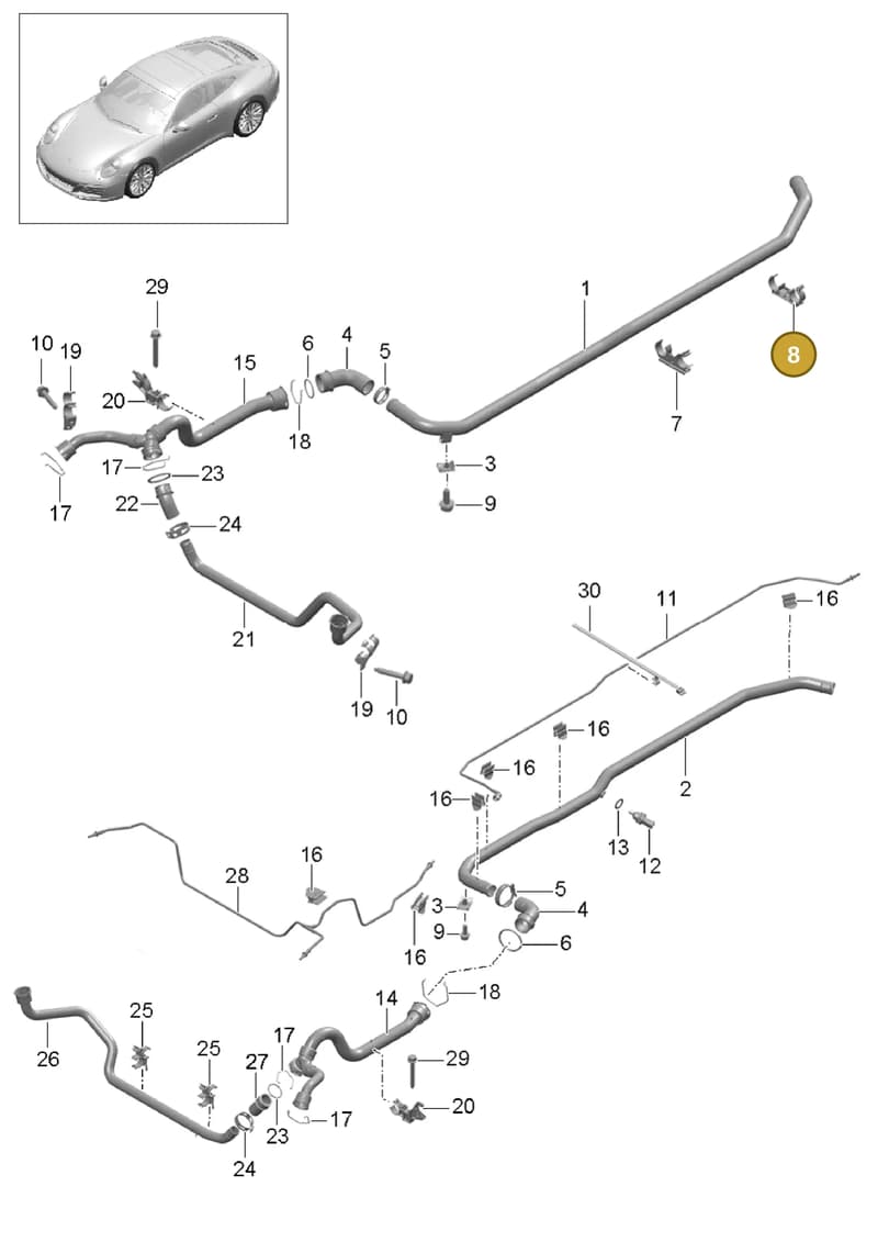 99110654101 — Porsche 911 (2016-2019) diagram p47105010, position 8