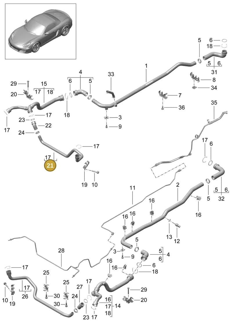 99110671102 — Porsche Boxster (2012-2016) diagram p39105010, position 21