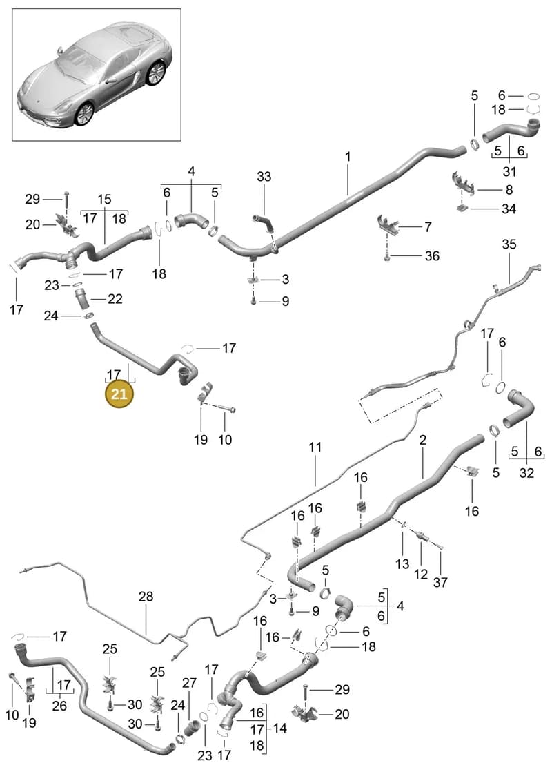 99110671102 — Porsche Cayman (2013-2016) diagram p40105010, position 21
