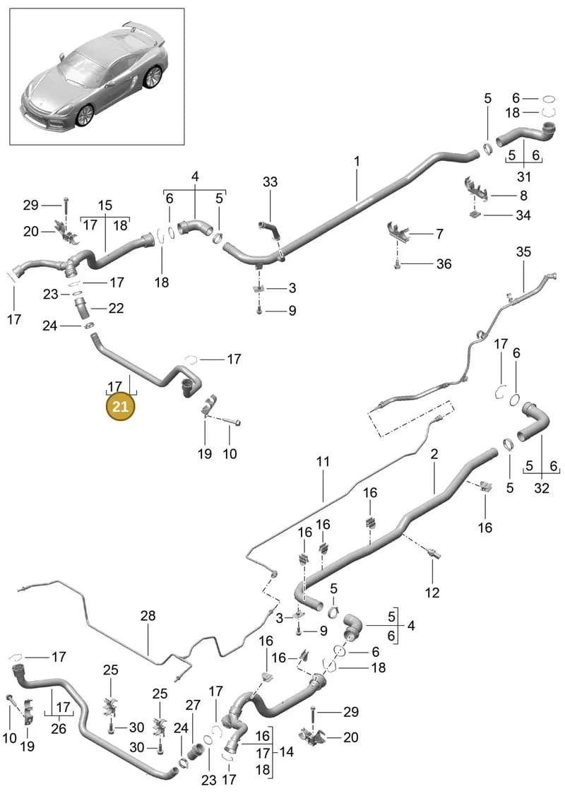 99110671102 — Porsche Cayman GT4 (2015-2016) diagram p45105010, position 21