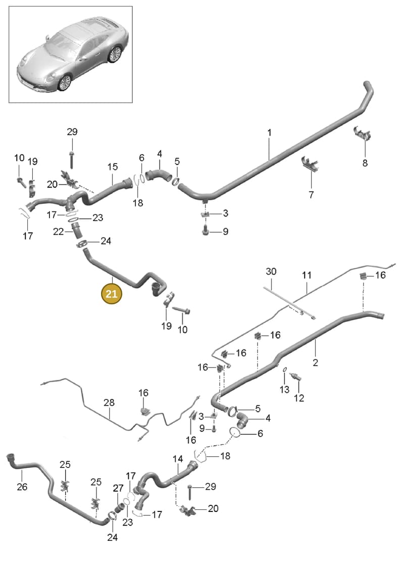 99110671102 — Porsche 911 (2016-2019) diagram p47105010, position 21