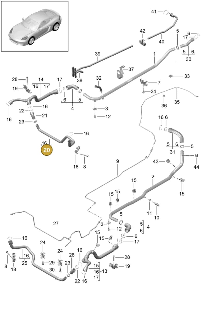 99110671102 — Porsche Cayman (2016-2019) diagram p50105010, position 20