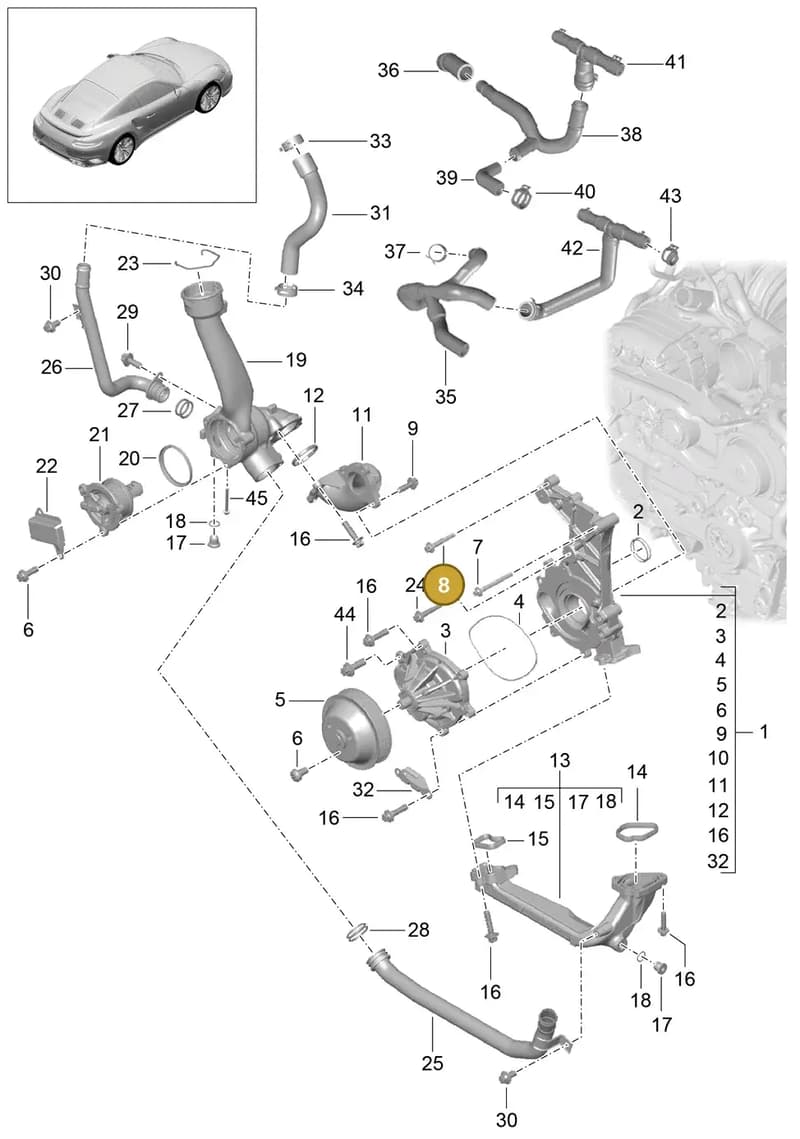 99110681402 — Porsche GT2 RS Clubsport (2013-2020) diagram p42105000, position 8