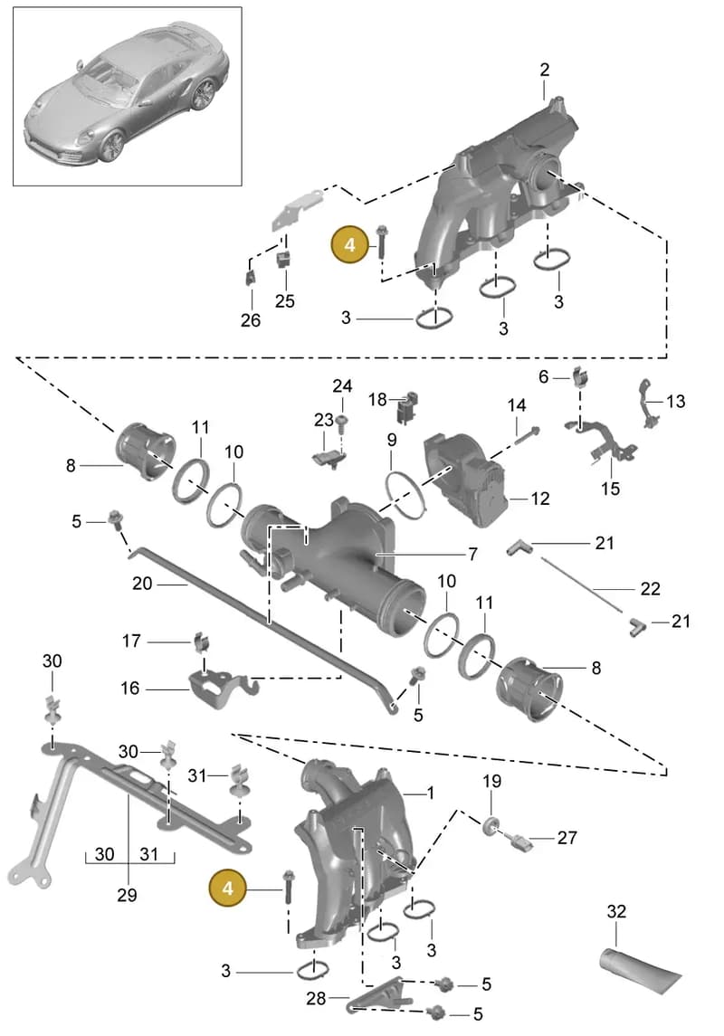 99111018170 — Porsche 911 (2013-2020) diagram p42107010, position 4