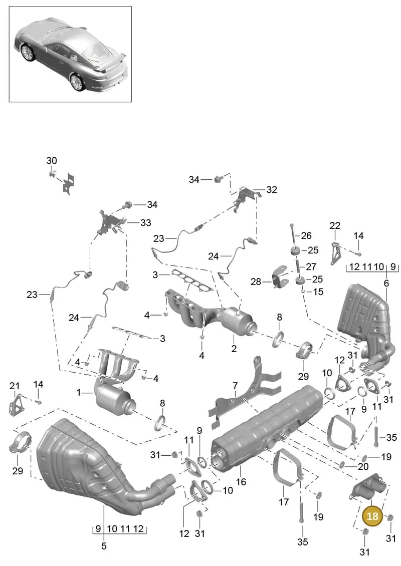 99111125395 — Porsche 911 (2013-2020) diagram p41202000, position 18