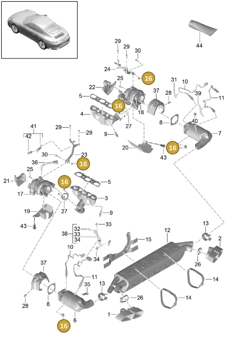 99111138300 — Porsche 911 (2013-2020) diagram p42202000, position 16