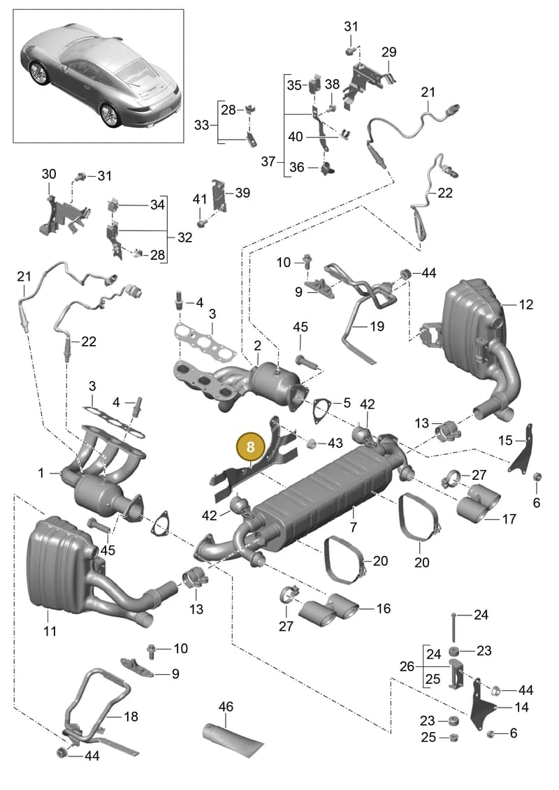 99111147301 — Porsche 991 Carrera 4 (2011-2016) diagram p38202000, position 8