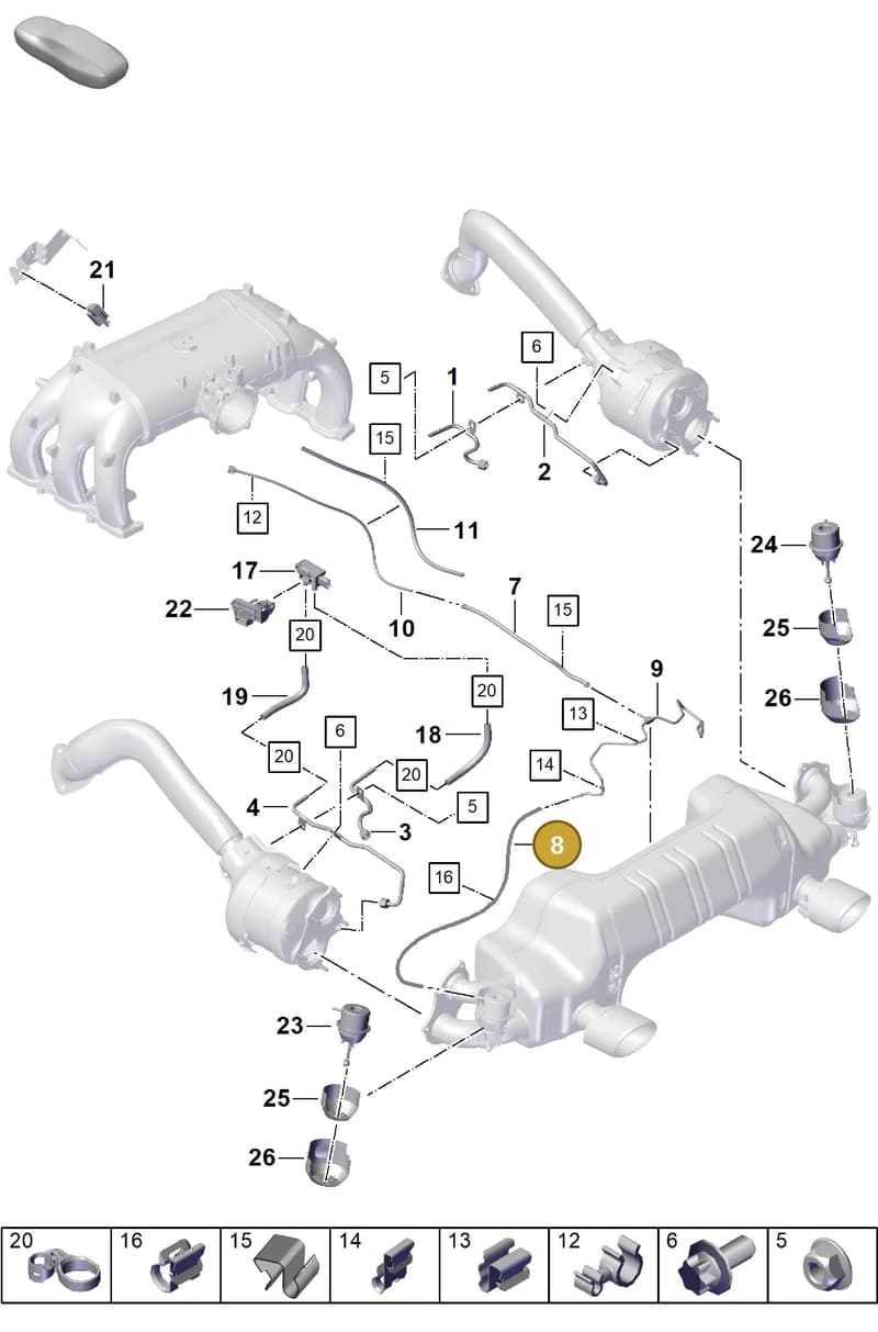 99111150900 — Porsche Boxster (2016-2019) diagram p55202200, position 8