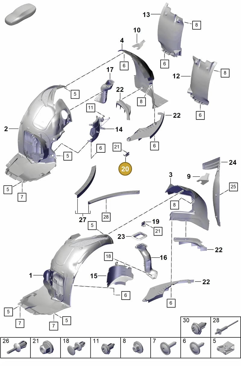 99134185880 — Porsche Boxster Spyder (2019-2020) diagram p55801850, position 20