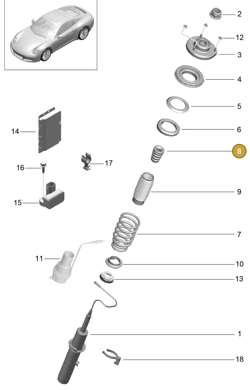 99134330103 — Porsche 911 (2016-2019) diagram p47402000, position 8
