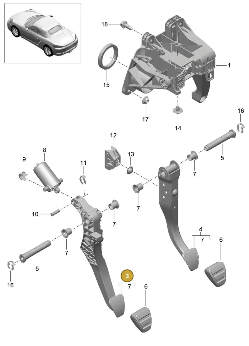99142303901 — Porsche Boxster (2016-2019) diagram p48702000, position 3