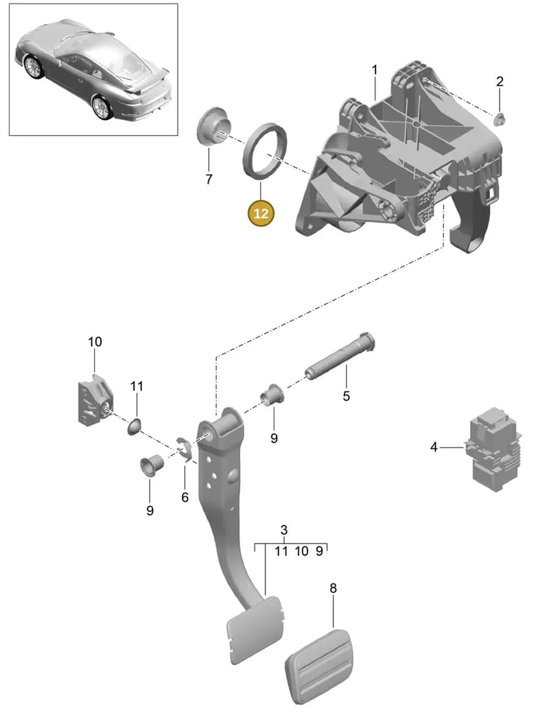 99142327601 — Porsche 911 (2013-2020) diagram p41702000, position 12+14