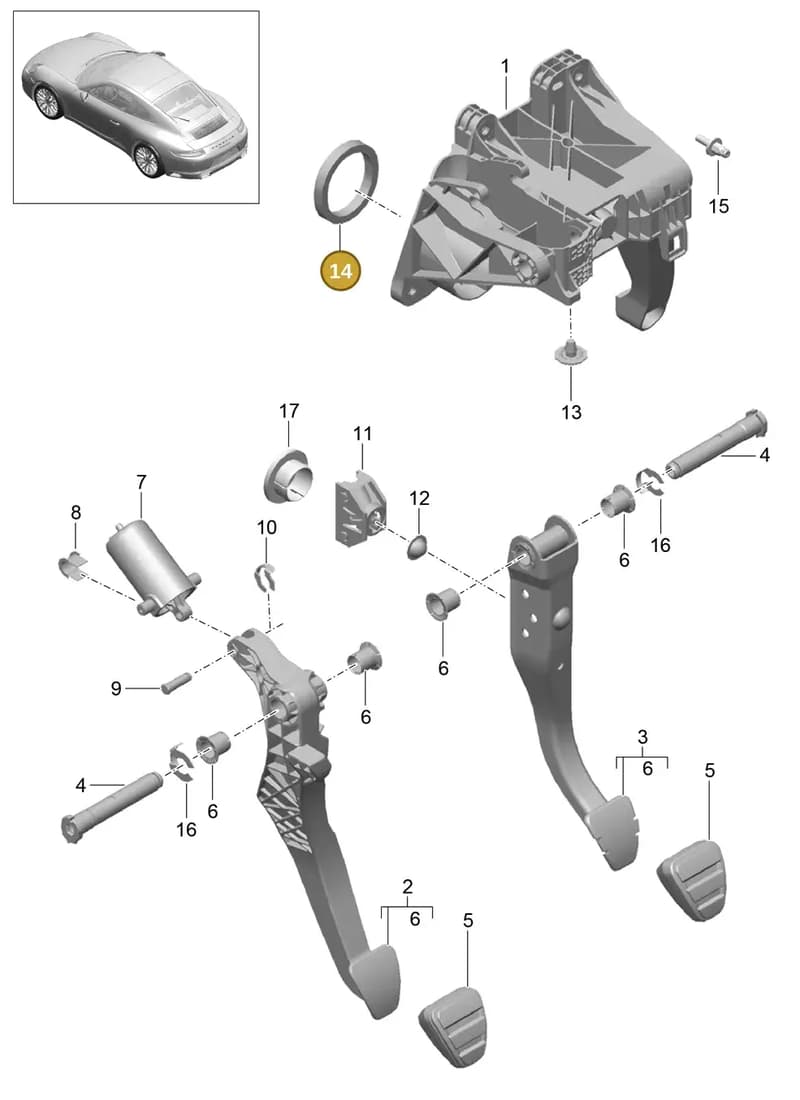 99142327601 — Porsche 911 (2016-2019) diagram p47702000, position 14