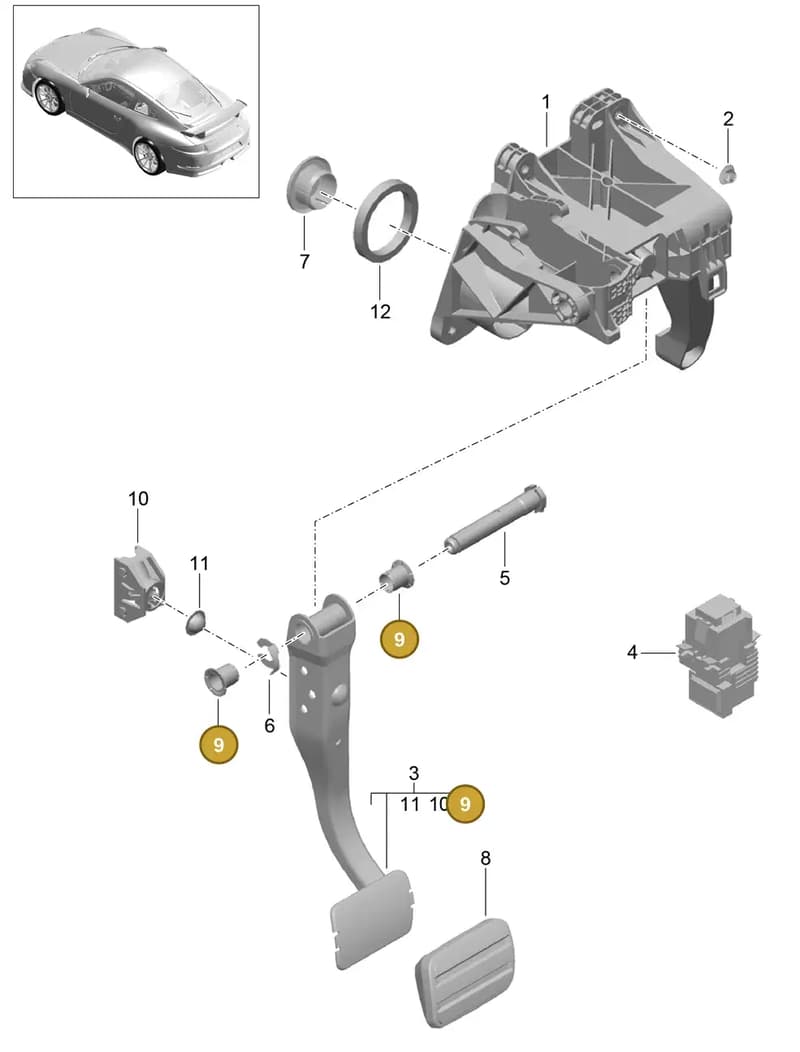 99142351402 — Porsche 911 (2013-2020) diagram p41702000, position 9