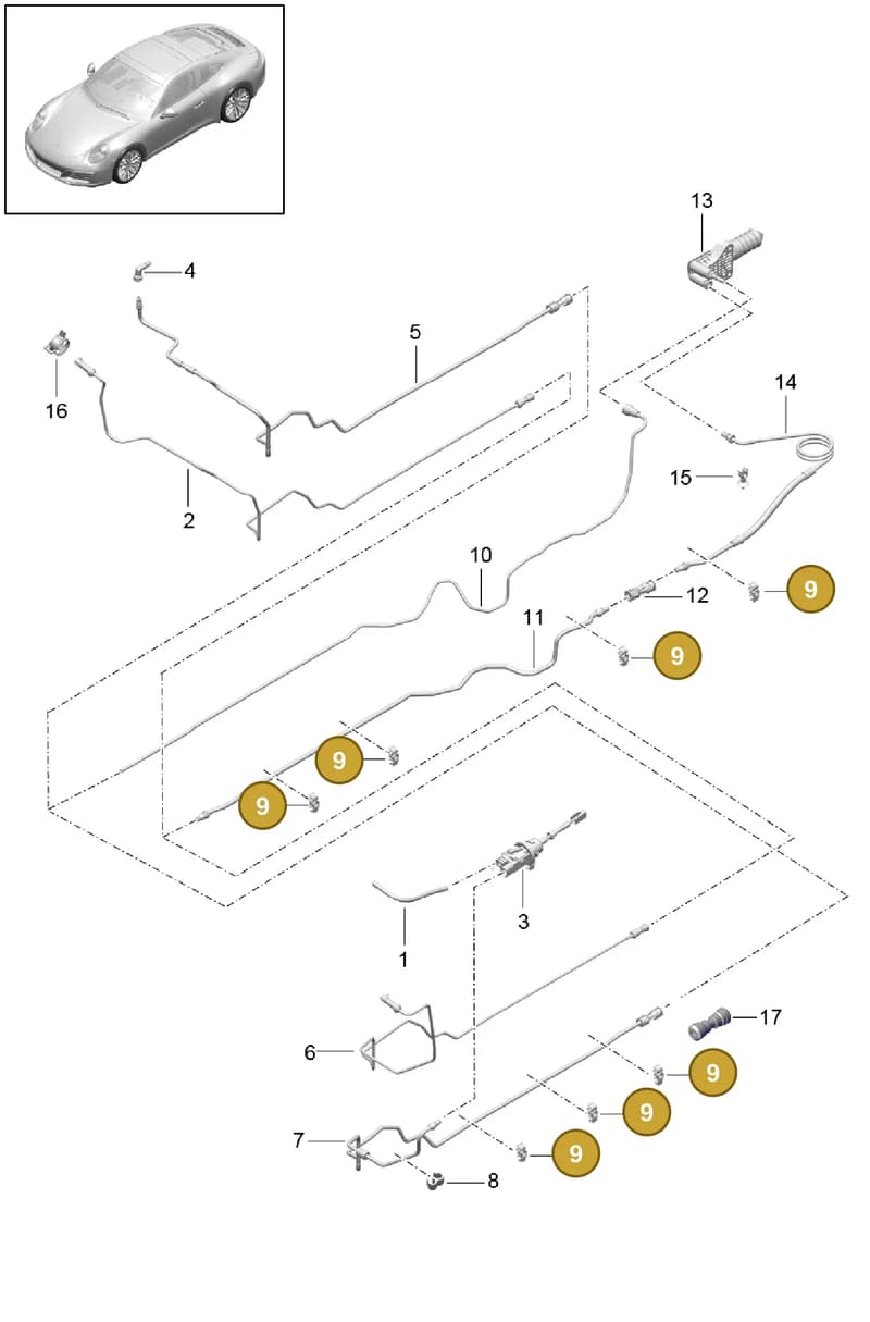 99142351402 — Porsche 911 (2016-2019) diagram p47702008, position 9