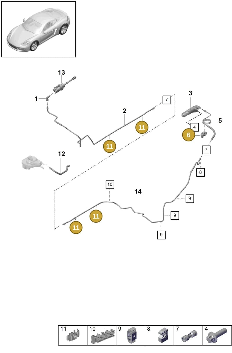 99142351402 — Porsche Cayman (2016-2019) diagram p50703100, position 6+11