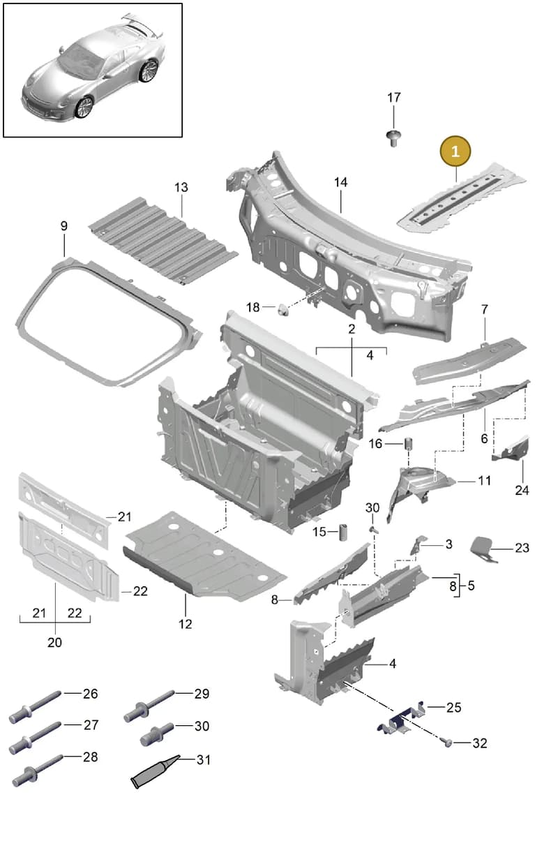 99150112500GRV — Porsche 911 (2013-2020) diagram p41801010, position 1