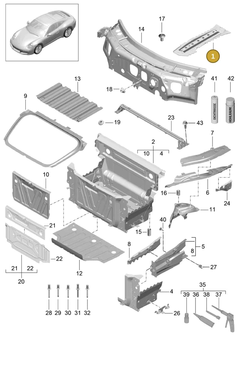99150112500GRV — Porsche 911 (2016-2019) diagram p47801010, position 1