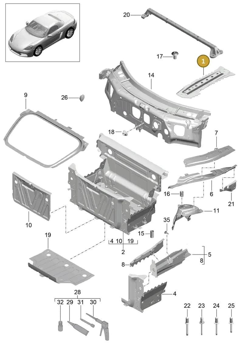 99150112500GRV — Porsche Boxster (2016-) diagram p48801010, position 1