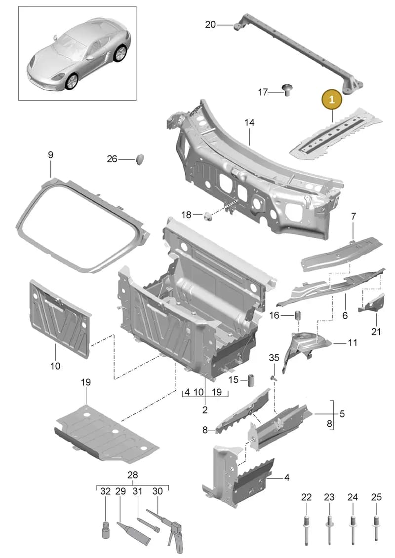 99150112500GRV — Porsche Cayman (2016-) diagram p50801010, position 1