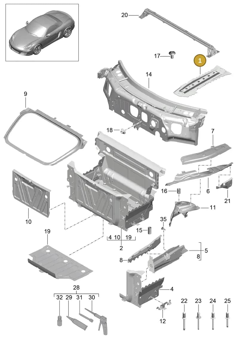 99150112600GRV — Porsche Boxster (2012-2016) diagram p39801010, position 1