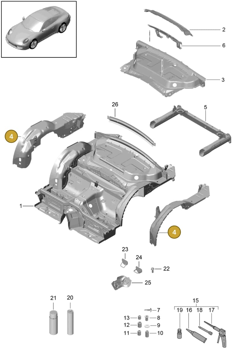 99150118403GRV — Porsche 991 Carrera 4 (2011-2016) diagram p38801035, position 4