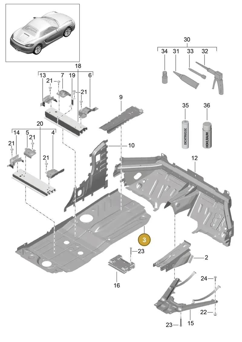 99150125103GRV — Porsche Boxster (2012-2016) diagram p39801020, position 3