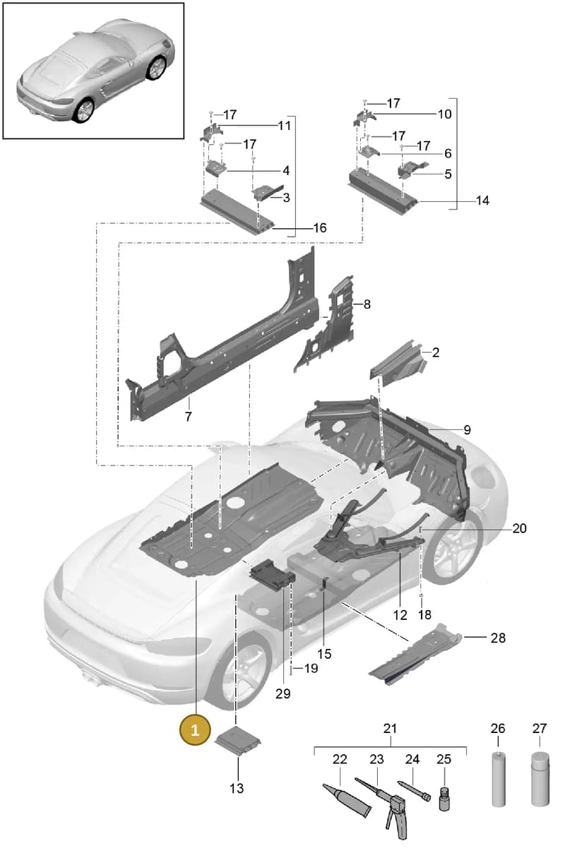 99150125103GRV — Porsche Cayman (2016-) diagram p50801020, position 1
