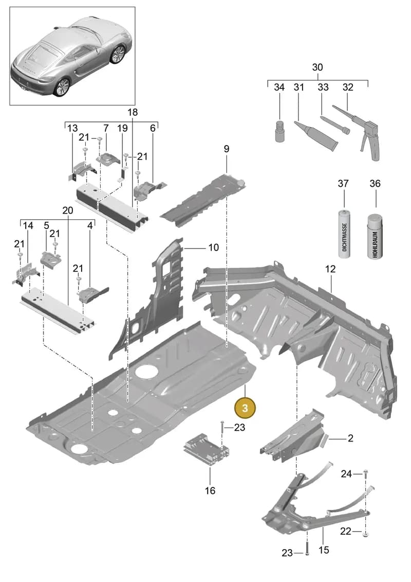 99150125203GRV — Porsche Cayman (2013-2016) diagram p40801020, position 3