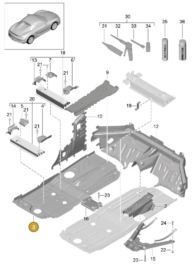 99150125203GRV — Porsche Boxster Spyder (2015-2016) diagram p46801020, position 3