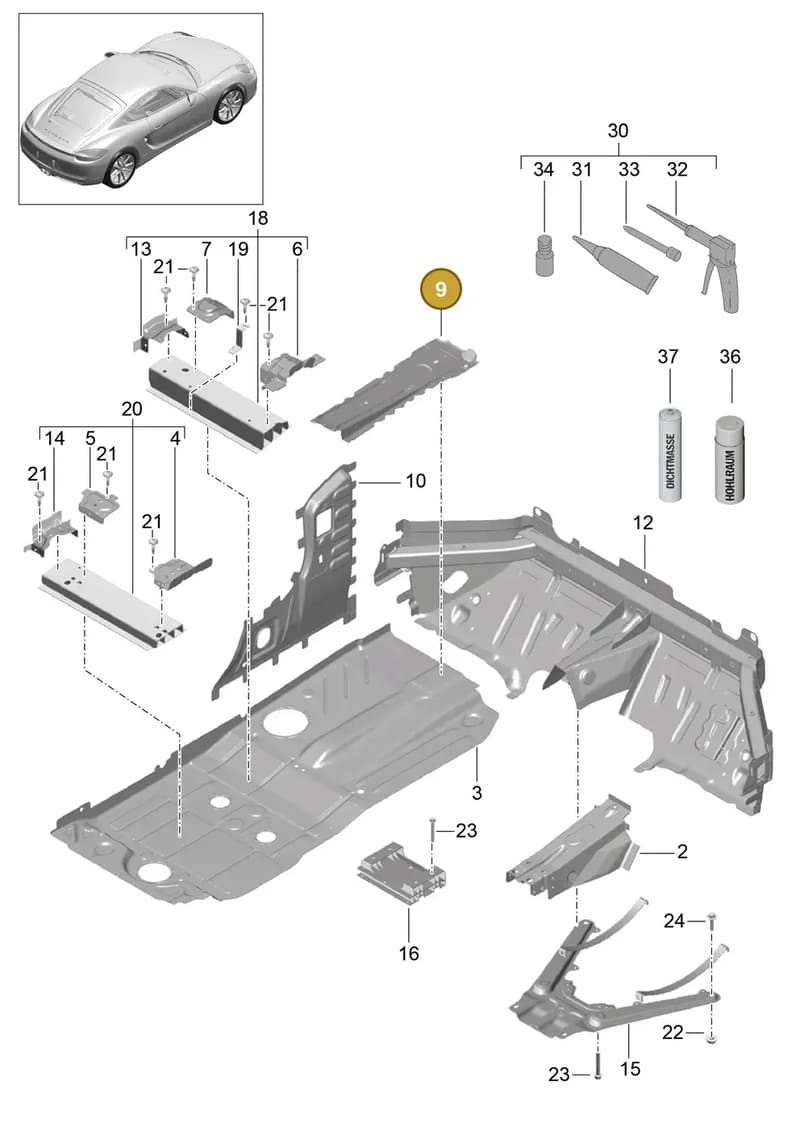 99150129800GRV — Porsche Cayman (2013-2016) diagram p40801020, position 9