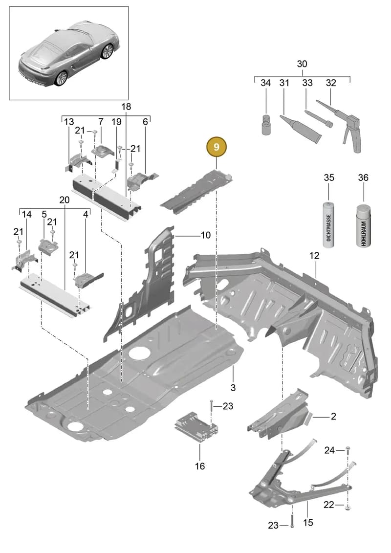 99150129800GRV — Porsche Cayman GT4 (2015-2016) diagram p45801020, position 9