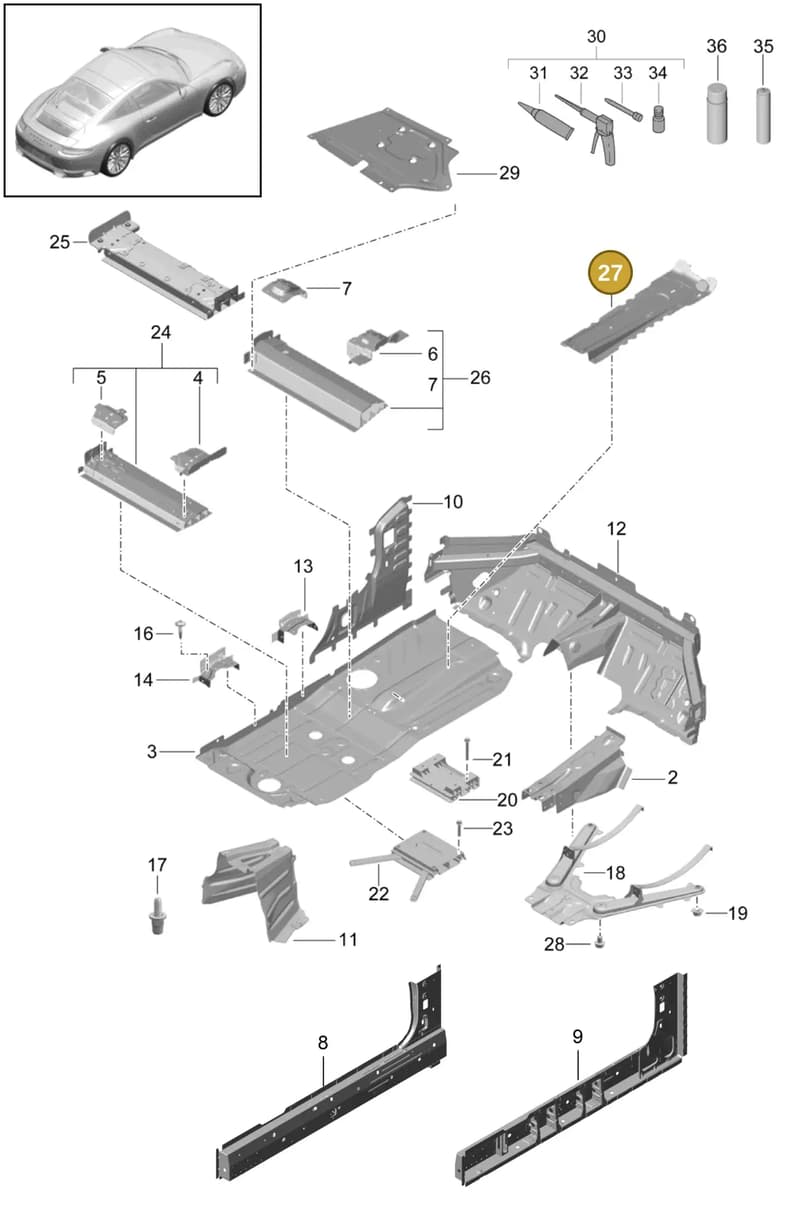 99150129800GRV — Porsche 911 (2016-2019) diagram p47801020, position 27