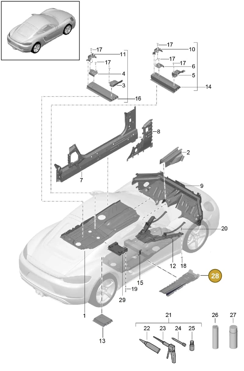 99150129800GRV — Porsche Cayman (2016-) diagram p50801020, position 28
