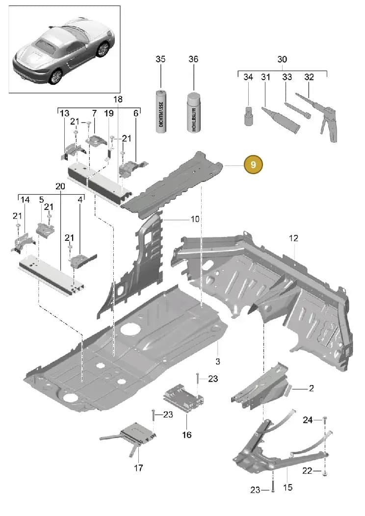 99150129800GRV — Porsche Boxster (2016-) diagram p48801020, position 9