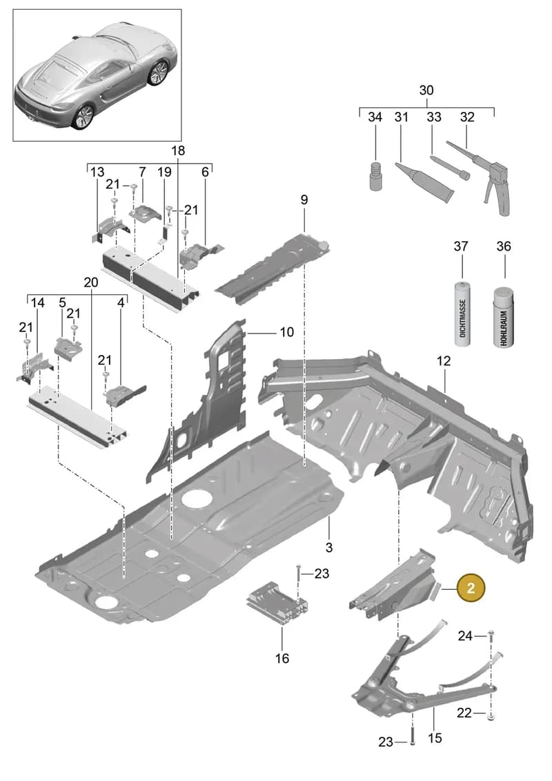99150130900GRV — Porsche Cayman (2013-2016) diagram p40801020, position 2